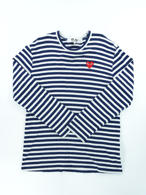 COMME des GARCONS PLAY Stripe Long Sleeve With Red Heart : XL