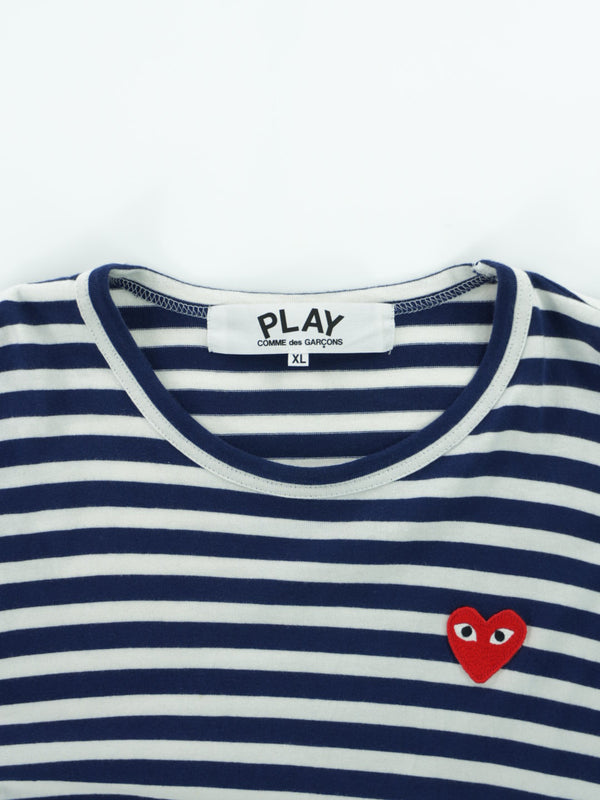 COMME des GARCONS PLAY Stripe Long Sleeve With Red Heart : XL
