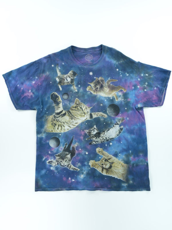 DOM Galaxy Space Kitty Tie Dye T-Shirt : XL