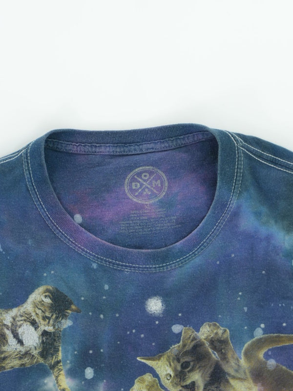 DOM Galaxy Space Kitty Tie Dye T-Shirt : XL